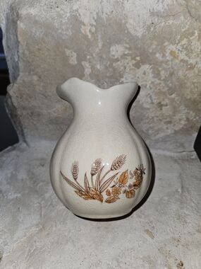 Vintage Interpur Cream Floral Ceramic Bud Vase